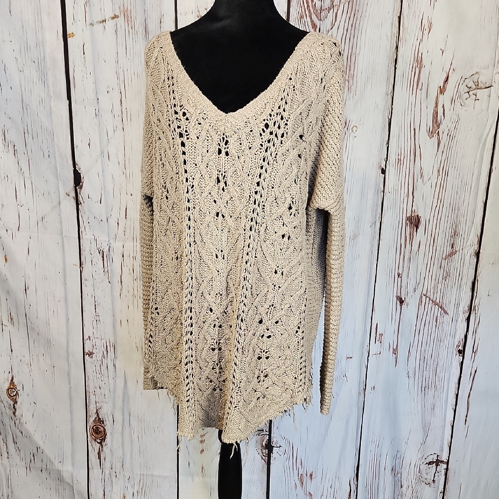 Free People Open Knit Boho Sweater M